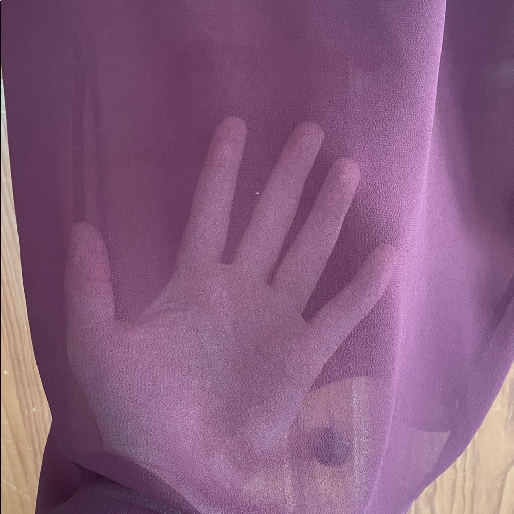 Women's Sheer Short-Sleeve Blouse in Burgundy - Picture 2 of 4